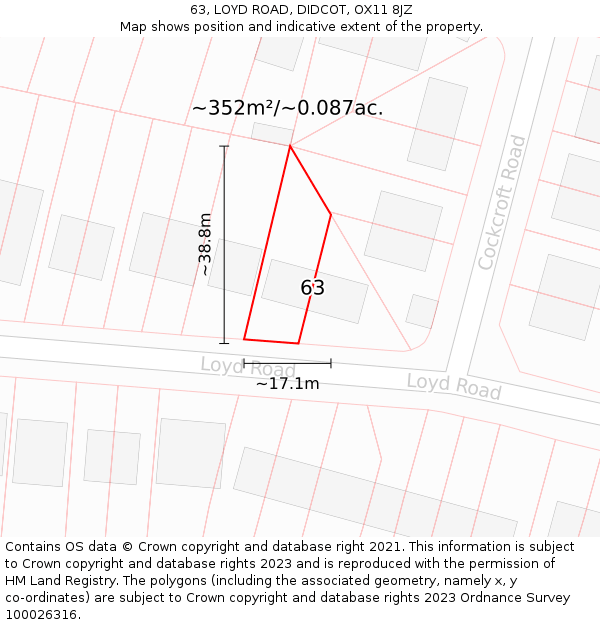 63, LOYD ROAD, DIDCOT, OX11 8JZ: Plot and title map