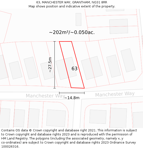 63, MANCHESTER WAY, GRANTHAM, NG31 8RR: Plot and title map