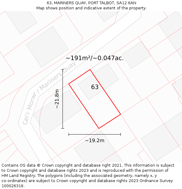 63, MARINERS QUAY, PORT TALBOT, SA12 6AN: Plot and title map