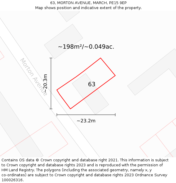 63, MORTON AVENUE, MARCH, PE15 9EP: Plot and title map