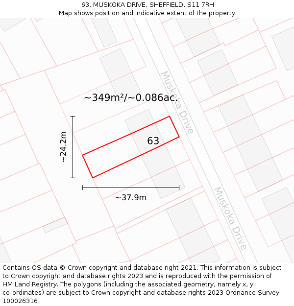 63, MUSKOKA DRIVE, SHEFFIELD, S11 7RH: Plot and title map
