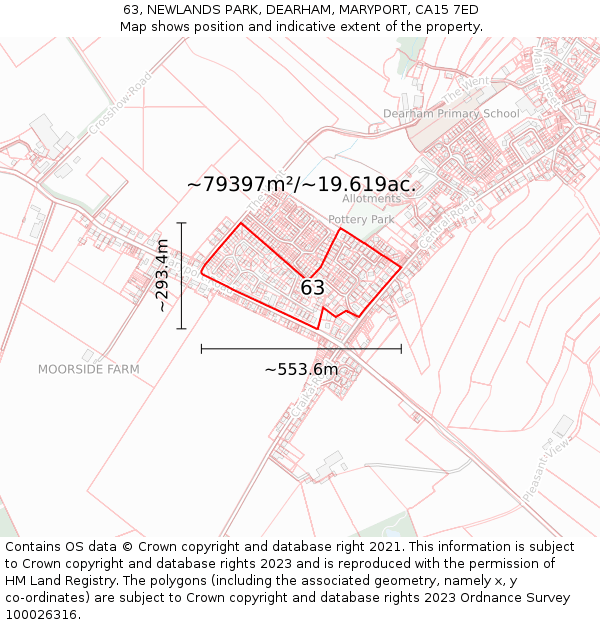 63, NEWLANDS PARK, DEARHAM, MARYPORT, CA15 7ED: Plot and title map