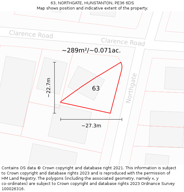 63, NORTHGATE, HUNSTANTON, PE36 6DS: Plot and title map
