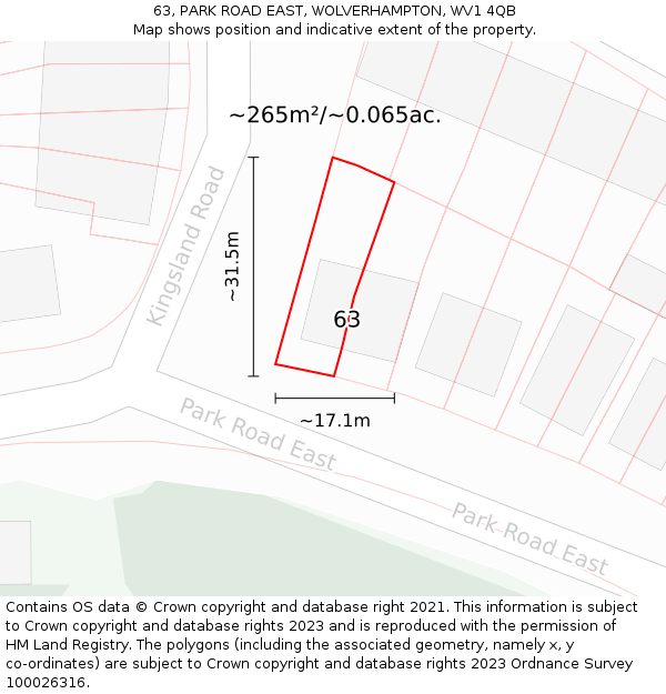 63, PARK ROAD EAST, WOLVERHAMPTON, WV1 4QB: Plot and title map