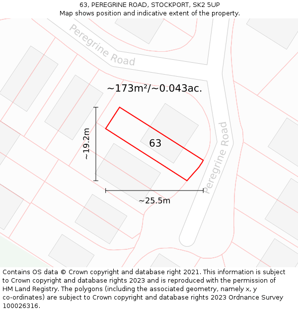 63, PEREGRINE ROAD, STOCKPORT, SK2 5UP: Plot and title map