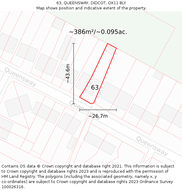 63, QUEENSWAY, DIDCOT, OX11 8LY: Plot and title map
