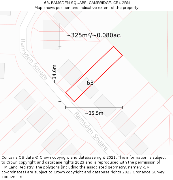 63, RAMSDEN SQUARE, CAMBRIDGE, CB4 2BN: Plot and title map