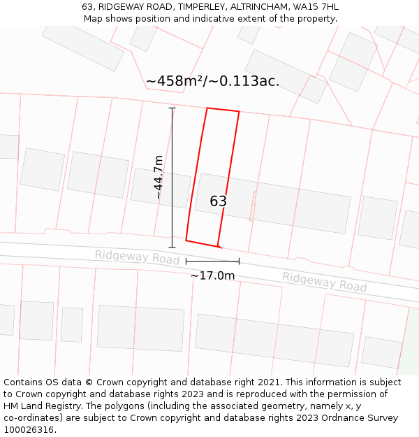 63, RIDGEWAY ROAD, TIMPERLEY, ALTRINCHAM, WA15 7HL: Plot and title map