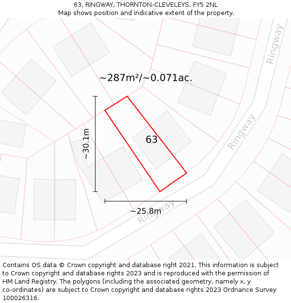 63, RINGWAY, THORNTON-CLEVELEYS, FY5 2NL: Plot and title map