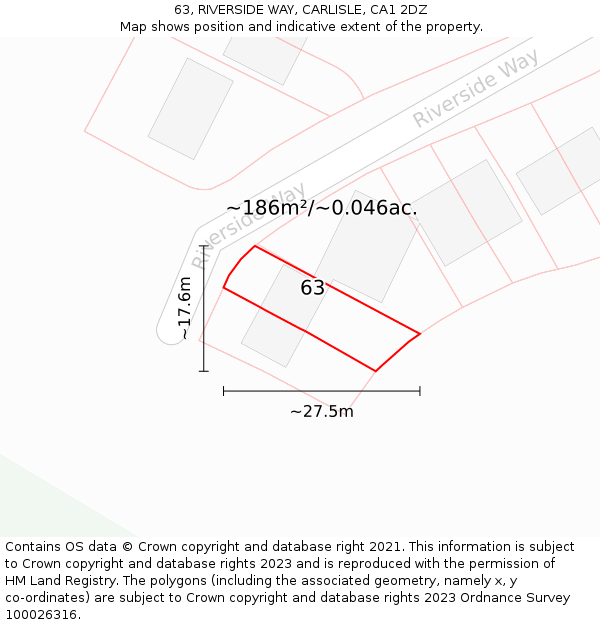63, RIVERSIDE WAY, CARLISLE, CA1 2DZ: Plot and title map