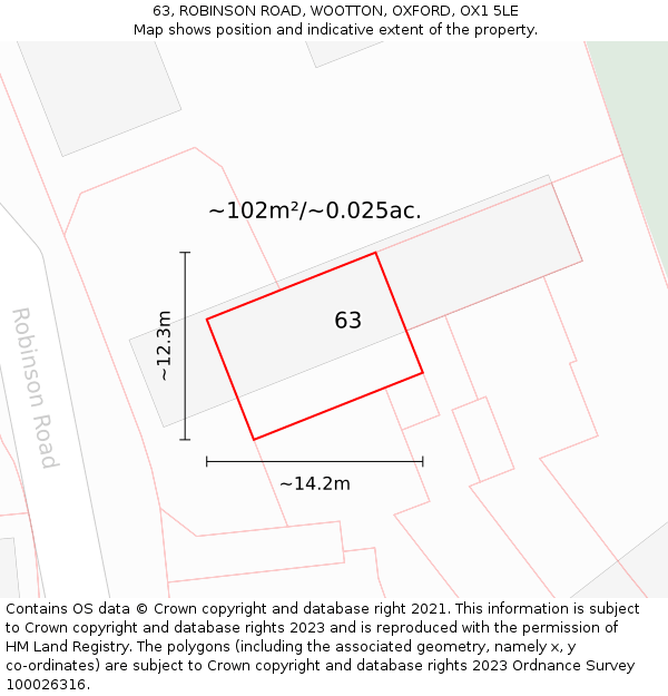 63, ROBINSON ROAD, WOOTTON, OXFORD, OX1 5LE: Plot and title map