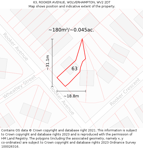 63, ROOKER AVENUE, WOLVERHAMPTON, WV2 2DT: Plot and title map