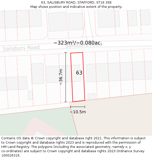 63, SALISBURY ROAD, STAFFORD, ST16 3SE: Plot and title map