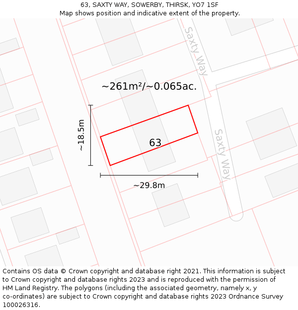 63, SAXTY WAY, SOWERBY, THIRSK, YO7 1SF: Plot and title map