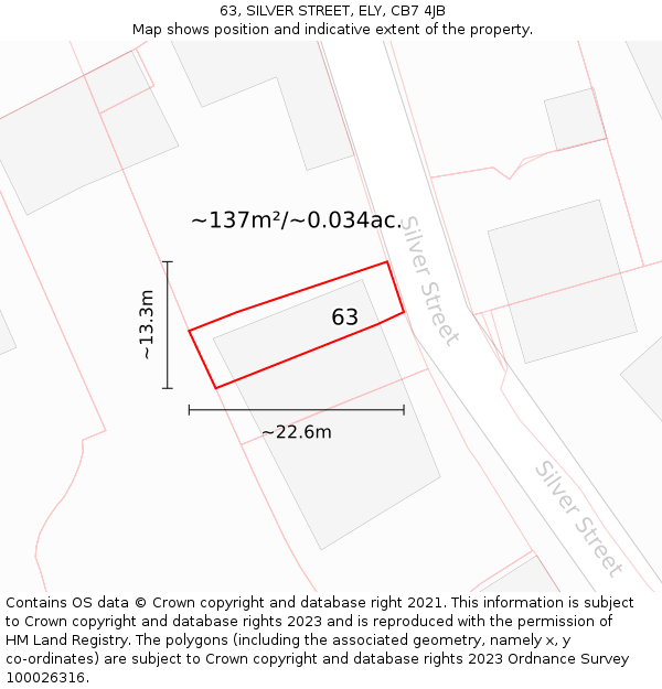 63, SILVER STREET, ELY, CB7 4JB: Plot and title map