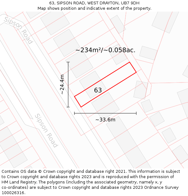 63, SIPSON ROAD, WEST DRAYTON, UB7 9DH: Plot and title map
