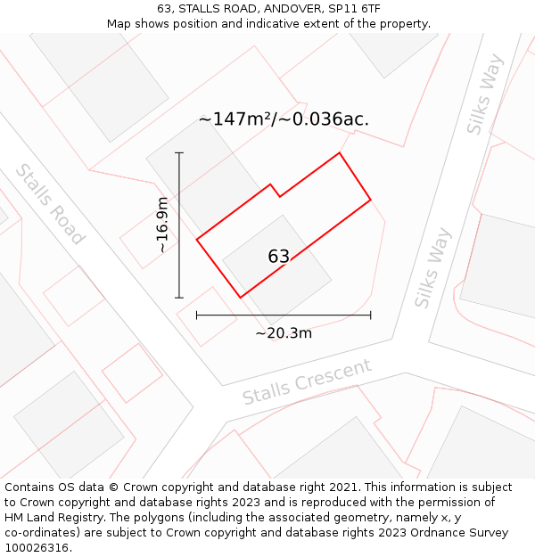 63, STALLS ROAD, ANDOVER, SP11 6TF: Plot and title map