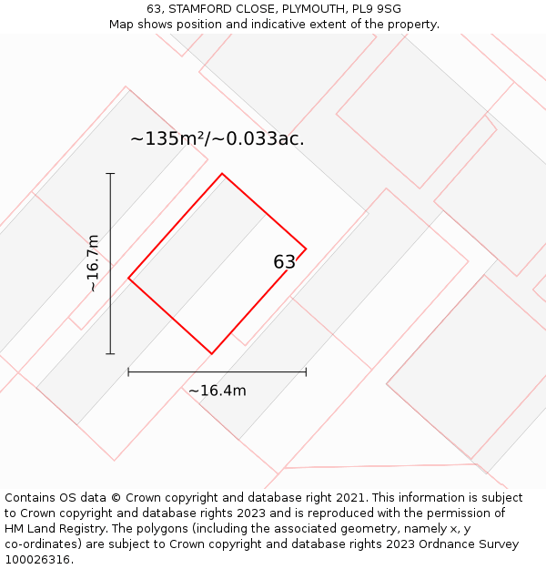 63, STAMFORD CLOSE, PLYMOUTH, PL9 9SG: Plot and title map