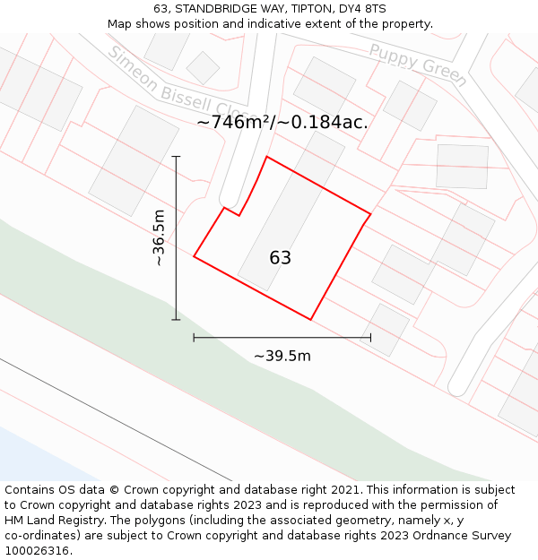 63, STANDBRIDGE WAY, TIPTON, DY4 8TS: Plot and title map