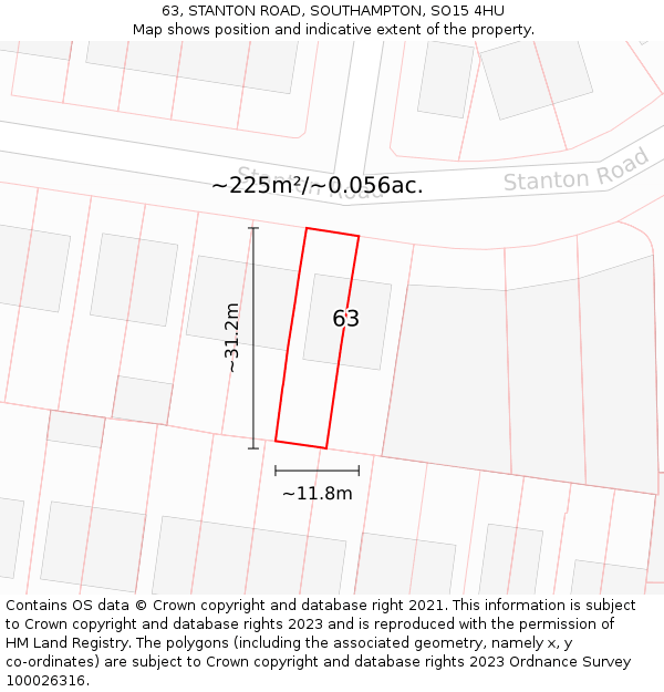 63, STANTON ROAD, SOUTHAMPTON, SO15 4HU: Plot and title map