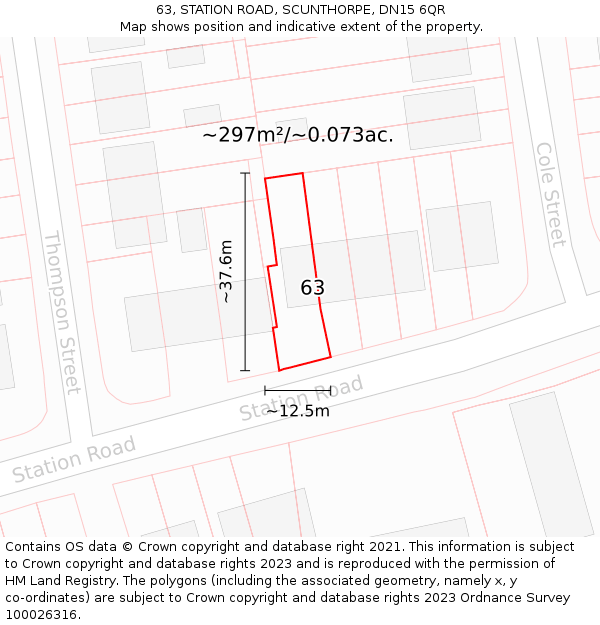 63, STATION ROAD, SCUNTHORPE, DN15 6QR: Plot and title map