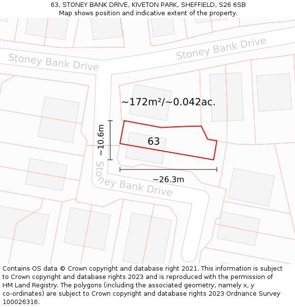 63, STONEY BANK DRIVE, KIVETON PARK, SHEFFIELD, S26 6SB: Plot and title map