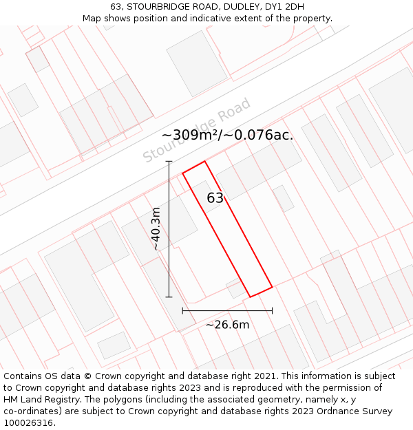 63, STOURBRIDGE ROAD, DUDLEY, DY1 2DH: Plot and title map