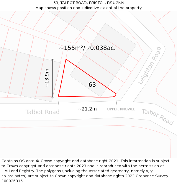 63, TALBOT ROAD, BRISTOL, BS4 2NN: Plot and title map