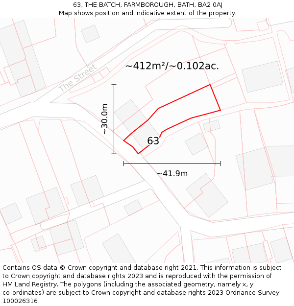 63, THE BATCH, FARMBOROUGH, BATH, BA2 0AJ: Plot and title map