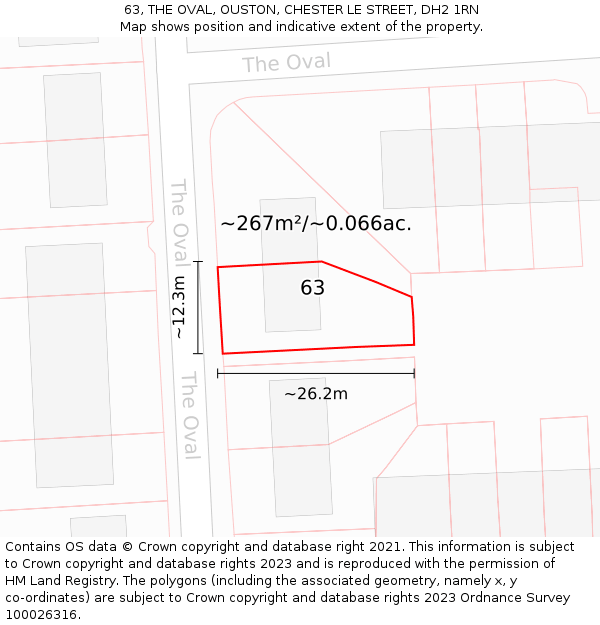 63, THE OVAL, OUSTON, CHESTER LE STREET, DH2 1RN: Plot and title map