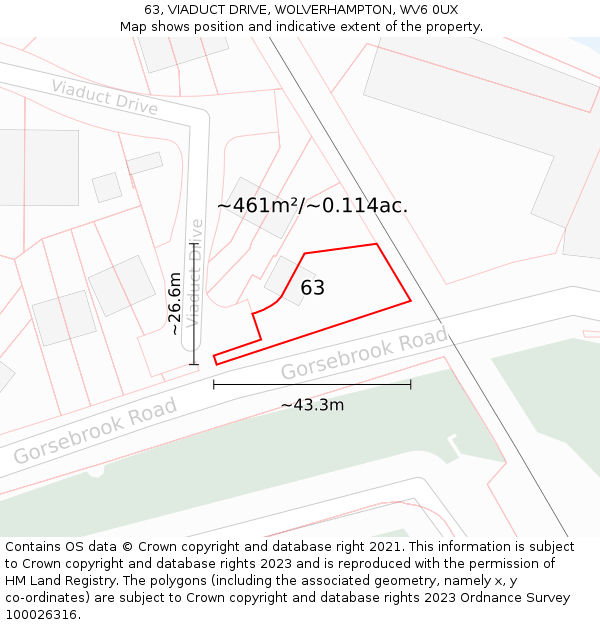 63, VIADUCT DRIVE, WOLVERHAMPTON, WV6 0UX: Plot and title map