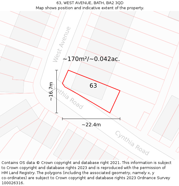 63, WEST AVENUE, BATH, BA2 3QD: Plot and title map