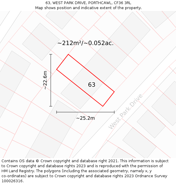 63, WEST PARK DRIVE, PORTHCAWL, CF36 3RL: Plot and title map