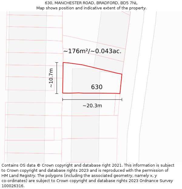 630, MANCHESTER ROAD, BRADFORD, BD5 7NL: Plot and title map