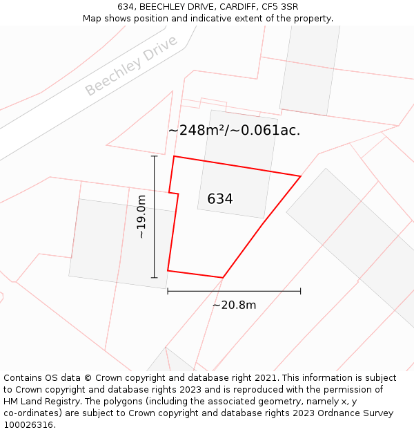 634, BEECHLEY DRIVE, CARDIFF, CF5 3SR: Plot and title map