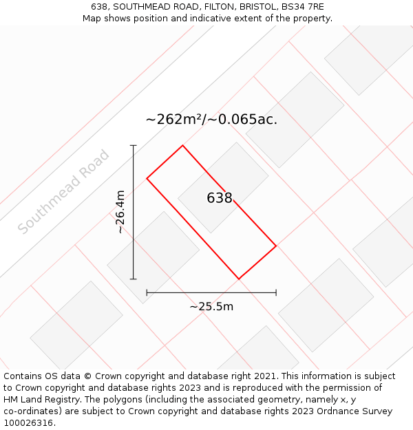638, SOUTHMEAD ROAD, FILTON, BRISTOL, BS34 7RE: Plot and title map