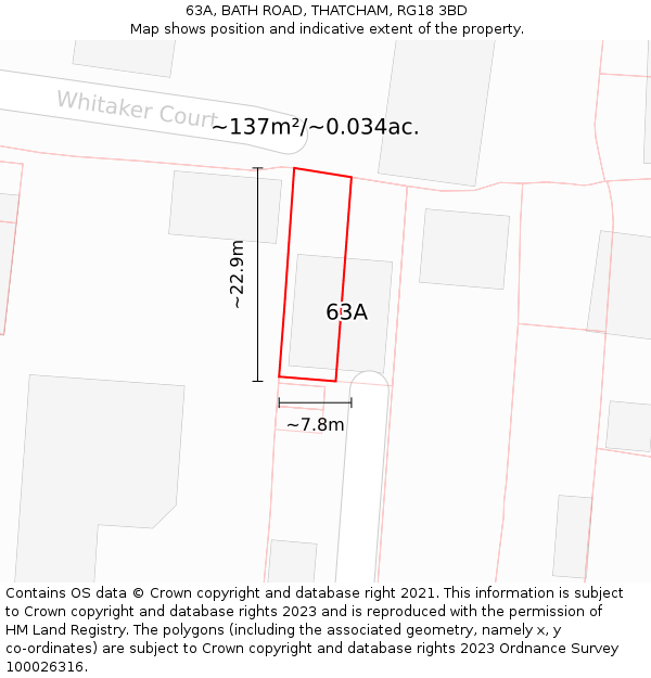 63A, BATH ROAD, THATCHAM, RG18 3BD: Plot and title map