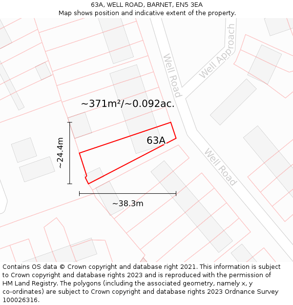 63A, WELL ROAD, BARNET, EN5 3EA: Plot and title map