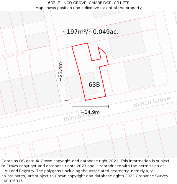 63B, BLINCO GROVE, CAMBRIDGE, CB1 7TP: Plot and title map