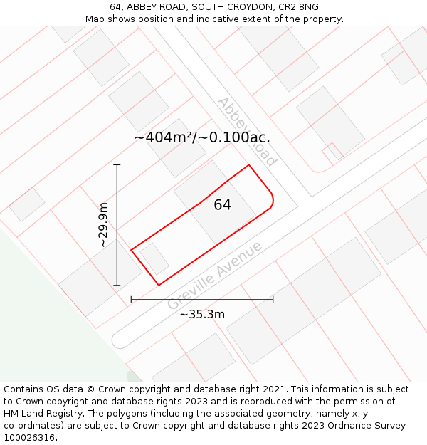 64, ABBEY ROAD, SOUTH CROYDON, CR2 8NG: Plot and title map