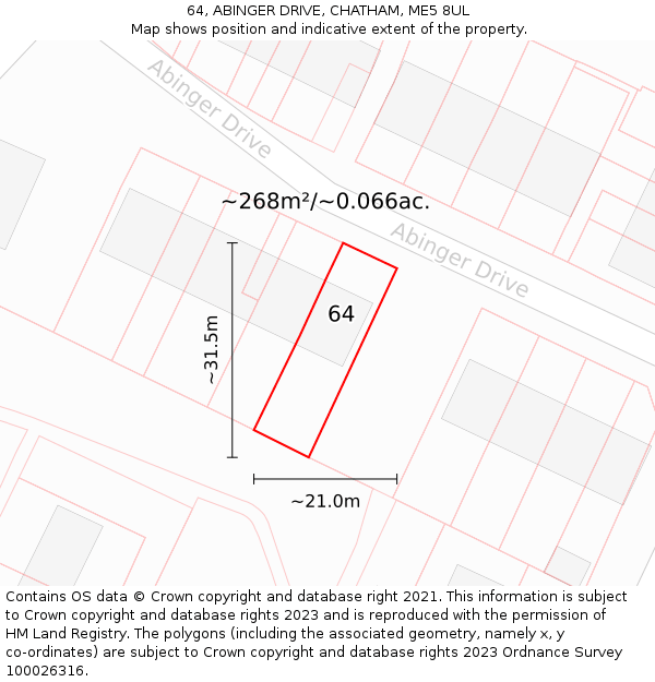 64, ABINGER DRIVE, CHATHAM, ME5 8UL: Plot and title map