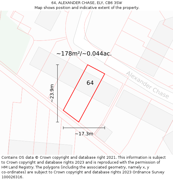 64, ALEXANDER CHASE, ELY, CB6 3SW: Plot and title map