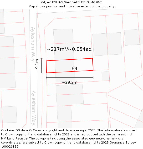 64, AYLESHAM WAY, YATELEY, GU46 6NT: Plot and title map