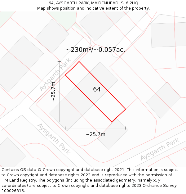 64, AYSGARTH PARK, MAIDENHEAD, SL6 2HQ: Plot and title map