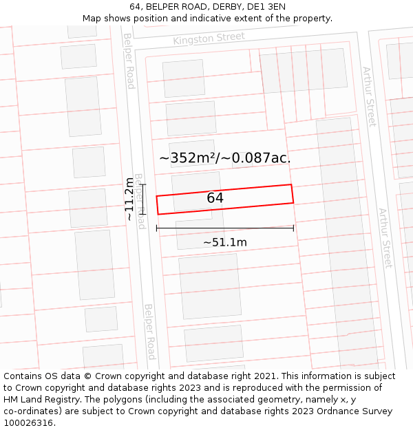 64, BELPER ROAD, DERBY, DE1 3EN: Plot and title map