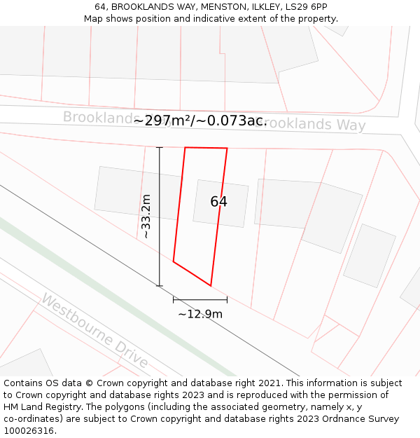 64, BROOKLANDS WAY, MENSTON, ILKLEY, LS29 6PP: Plot and title map