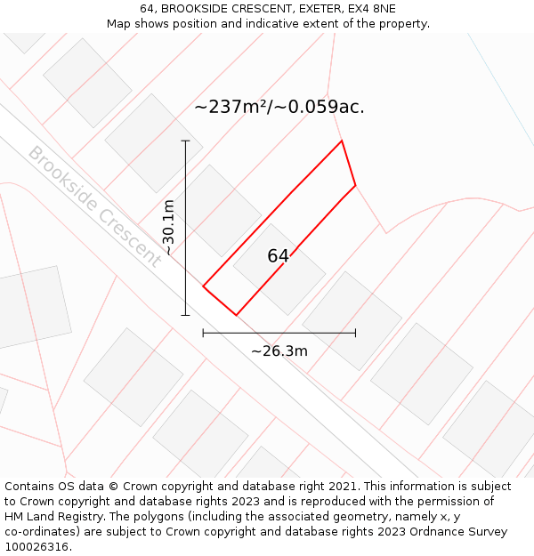 64, BROOKSIDE CRESCENT, EXETER, EX4 8NE: Plot and title map