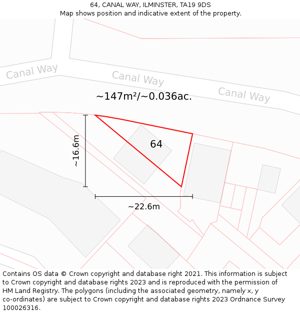 64, CANAL WAY, ILMINSTER, TA19 9DS: Plot and title map