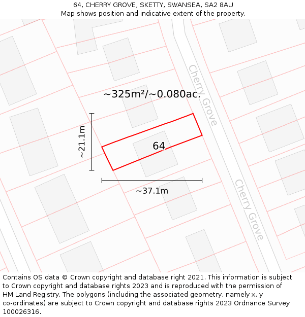64, CHERRY GROVE, SKETTY, SWANSEA, SA2 8AU: Plot and title map