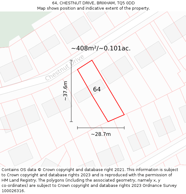 64, CHESTNUT DRIVE, BRIXHAM, TQ5 0DD: Plot and title map